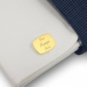 Personalizowane złote spinki do mankietów | Z Twoją grawerowana dedykacją | srebro 925 pozłacane | Dostępne w 10 czcionkach | ZD.227G